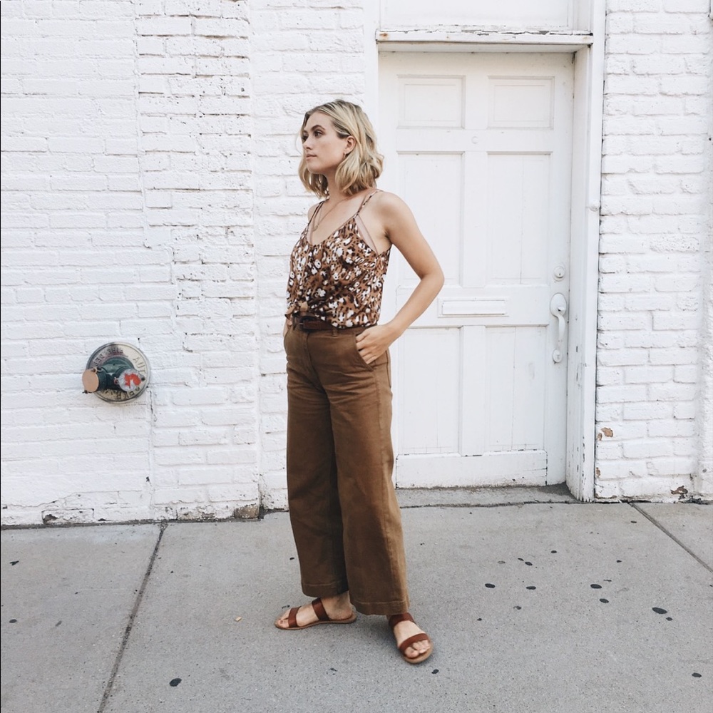 Everlane wide leg crop in “ochre” or dark khaki